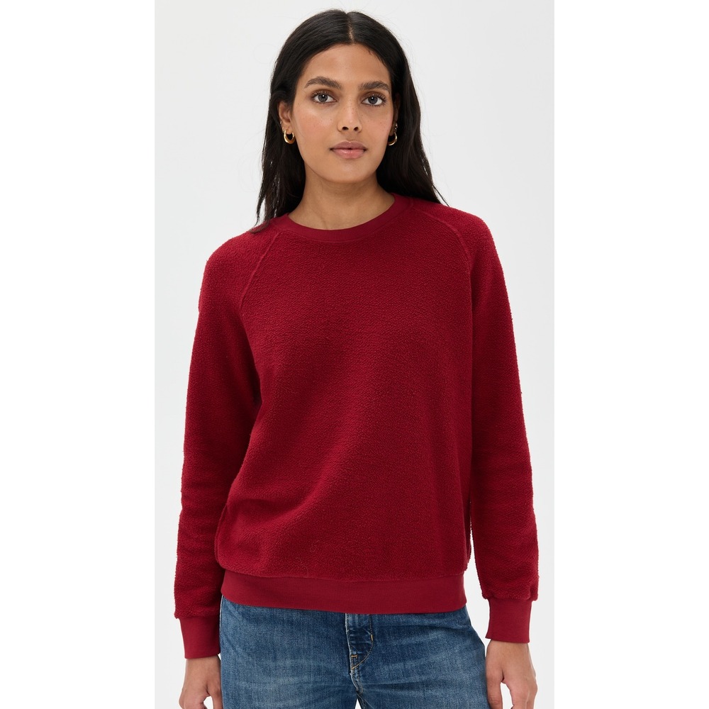 perfectwhitetee Ziggy Inside Out Fleece Sweatshirt in Red Size Small Fall Casual